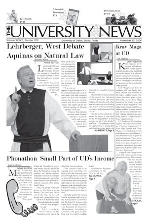 Primary view of object titled 'The University News (Irving, Tex.), Vol. 37, No. 8, Ed. 1 Wednesday, November 15, 2006'.