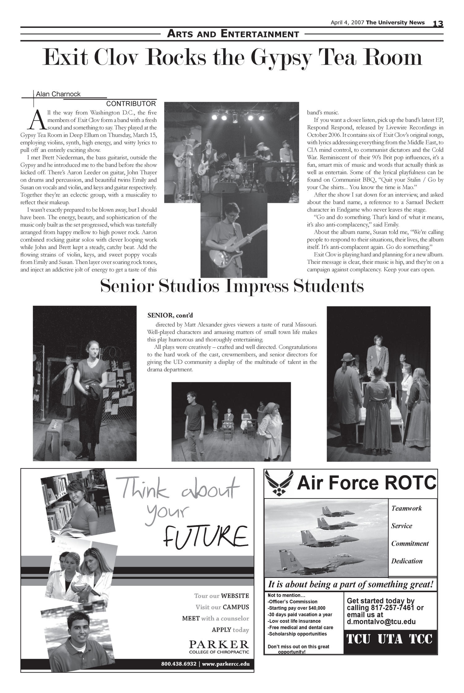 The University News (Irving, Tex.), Vol. 37, No. 15, Ed. 1 Wednesday, April 4, 2007
                                                
                                                    [Sequence #]: 13 of 16
                                                