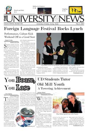 Primary view of object titled 'The University News (Irving, Tex.), Vol. 37, No. 19, Ed. 1 Wednesday, May 2, 2007'.