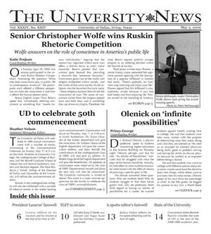 Primary view of object titled 'The University News (Irving, Tex.), Vol. 34, No. 24, Ed. 1 Tuesday, May 5, 2009'.
