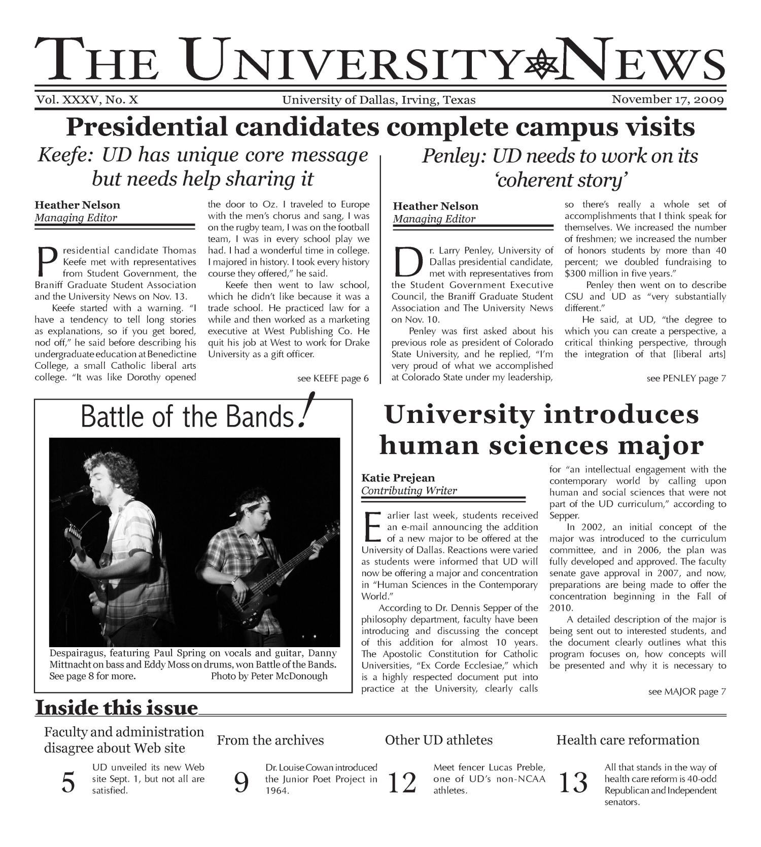 The University News (Irving, Tex.), Vol. 35, No. 10, Ed. 1 Tuesday, November 17, 2009
                                                
                                                    [Sequence #]: 1 of 16
                                                