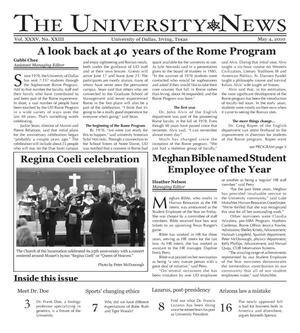 Primary view of object titled 'The University News (Irving, Tex.), Vol. 35, No. 23, Ed. 1 Tuesday, May 4, 2010'.