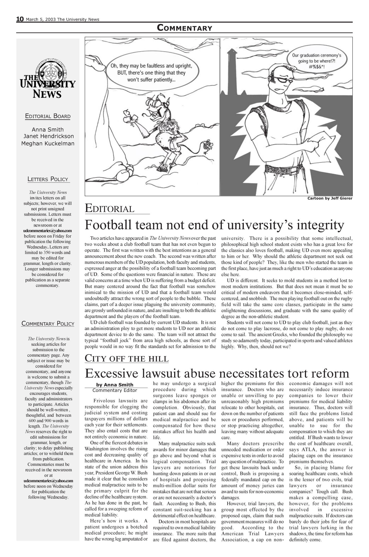 The University News (Irving, Tex.), Vol. 32, No. 17, Ed. 1 Wednesday, March 5, 2003
                                                
                                                    [Sequence #]: 10 of 12
                                                