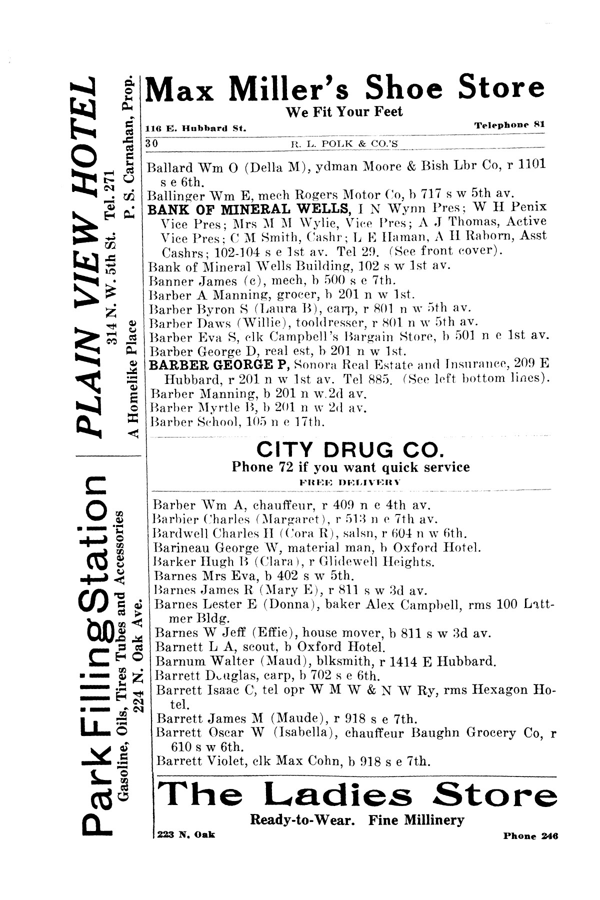[R.L. Polk & Co.'s Mineral Wells City Directory, 1920]
                                                
                                                    [Sequence #]: 29 of 232
                                                