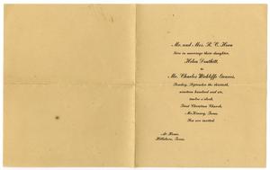 Primary view of object titled '[Wedding announcement for Helen Douthitt Horn and Charles Wickliffe Graves, September 30, 1906]'.