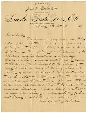 Primary view of object titled '[Letter from James K. Dodd to Mary Ann and Charles B. Moore, October 15, 1889]'.