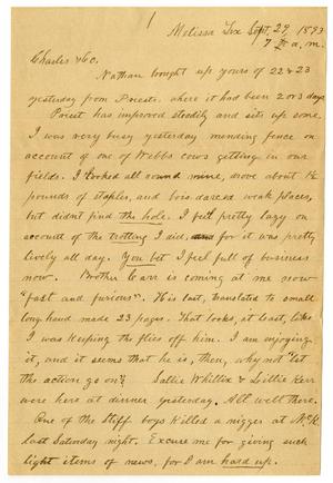 Primary view of object titled '[Letter from H. S. Moore to Charles B. Moore, September 29, 1893]'.
