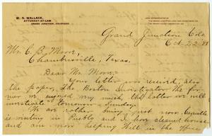 Primary view of object titled '[Letter from Wilda Wallace to Charles B. Moore, October 22, 1898]'.