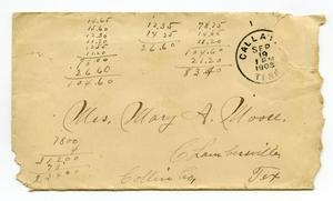Primary view of object titled '[Envelope addressed to Mary Moore, 1903]'.