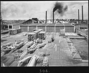 Primary view of object titled '[Southern Pine Lumber Company Dry Kilns from the South]'.