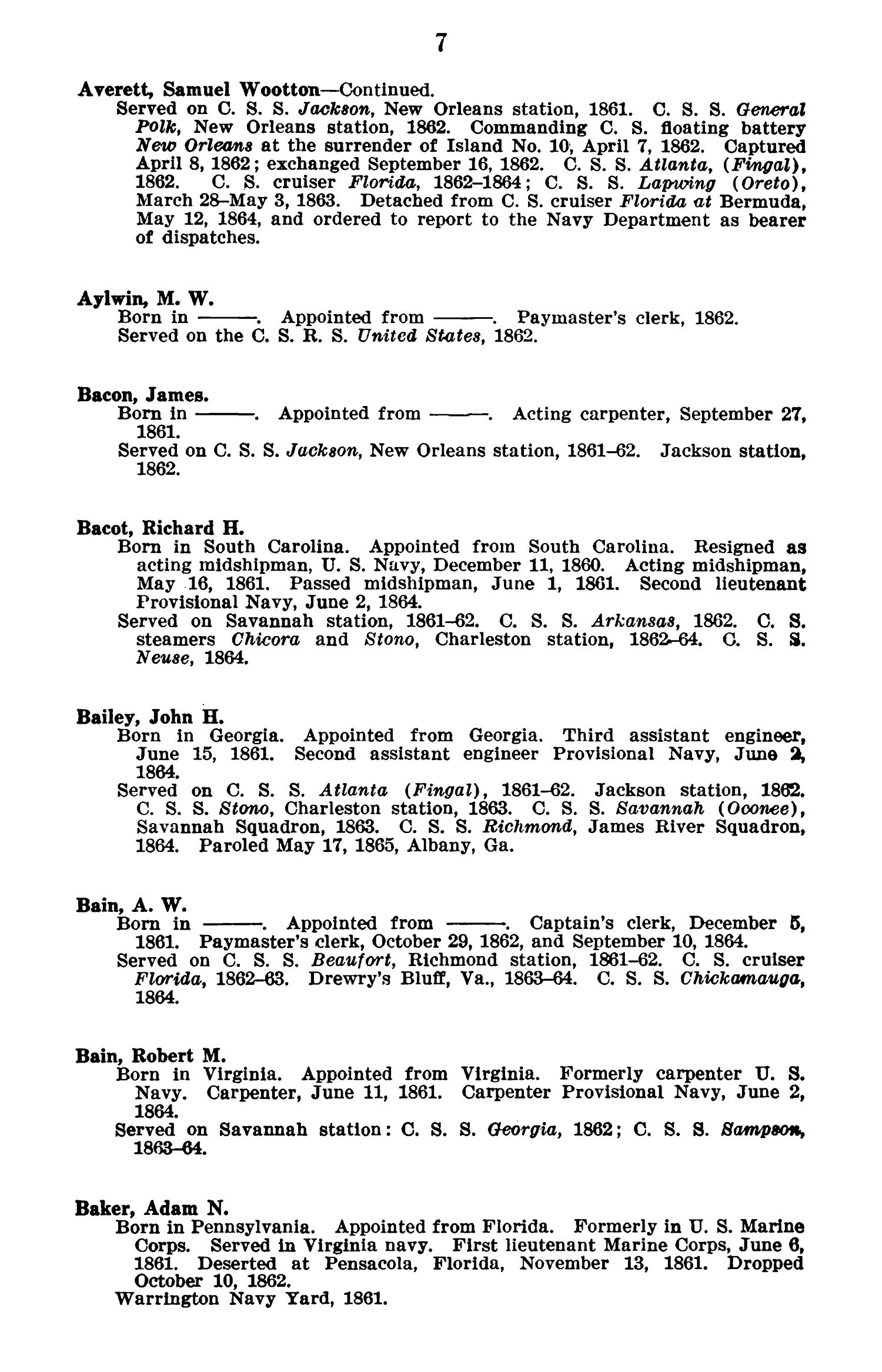 Register of Officers of the Confederate States Navy, 1861--1865
                                                
                                                    7
                                                