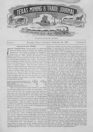 Primary view of object titled 'Texas Mining and Trade Journal, Volume 1, Number 31, Saturday, February 20, 1897'.