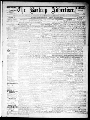 Primary view of object titled 'The Bastrop Advertiser (Bastrop, Tex.), Vol. 28, No. 17, Ed. 1 Saturday, April 25, 1885'.