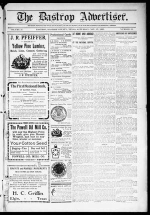 Primary view of object titled 'The Bastrop Advertiser (Bastrop, Tex.), Vol. 57, No. 33, Ed. 1 Saturday, November 27, 1909'.
