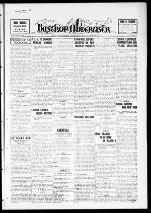 Primary view of object titled 'Bastrop Advertiser (Bastrop, Tex.), Vol. 83, No. 48, Ed. 1 Thursday, February 18, 1937'.
