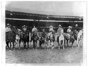 Primary view of object titled 'Cowboy Group Photo in Arena'.