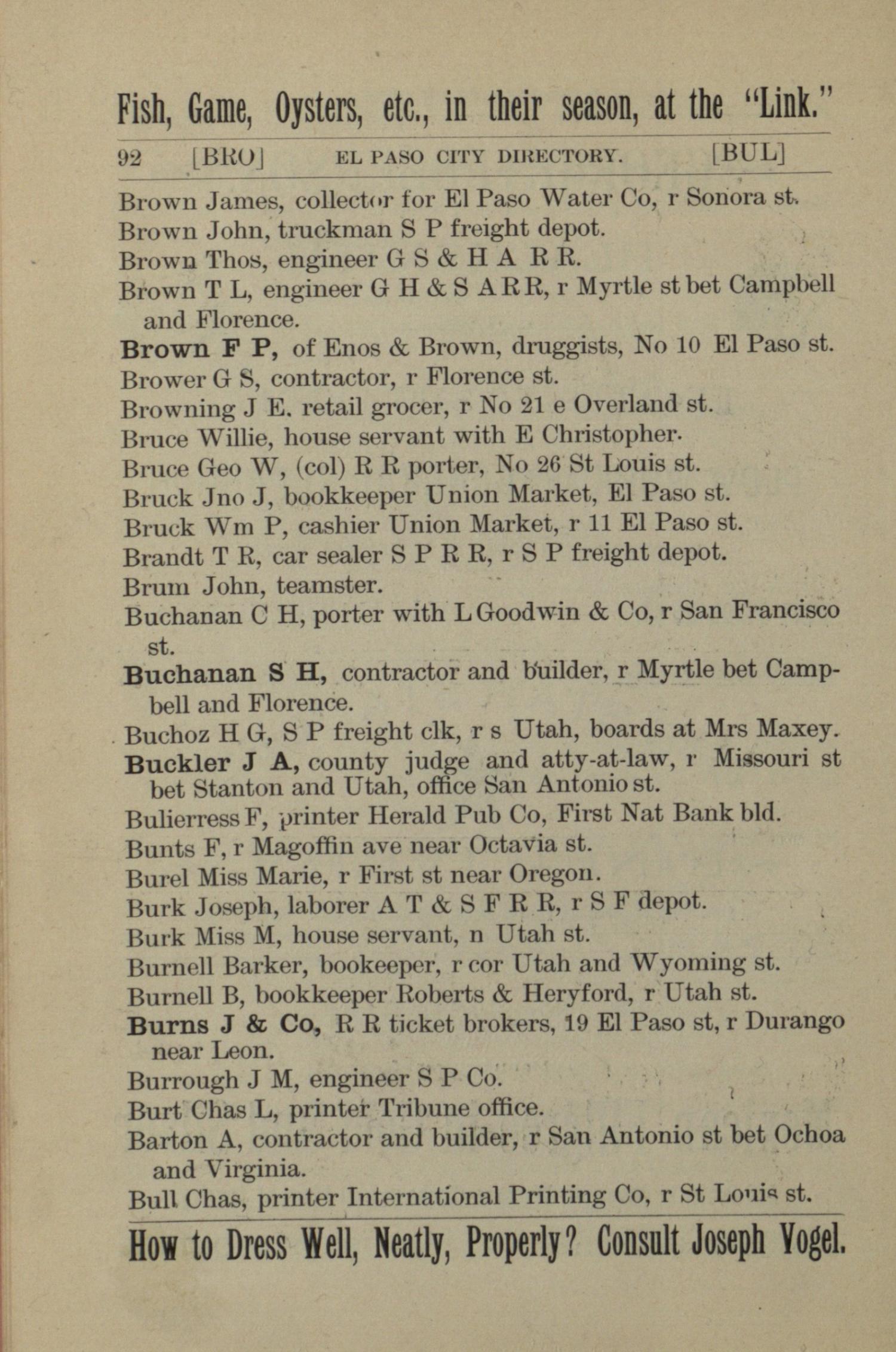 General Directory of the City of El Paso for 1886-87.
                                                
                                                    92
                                                