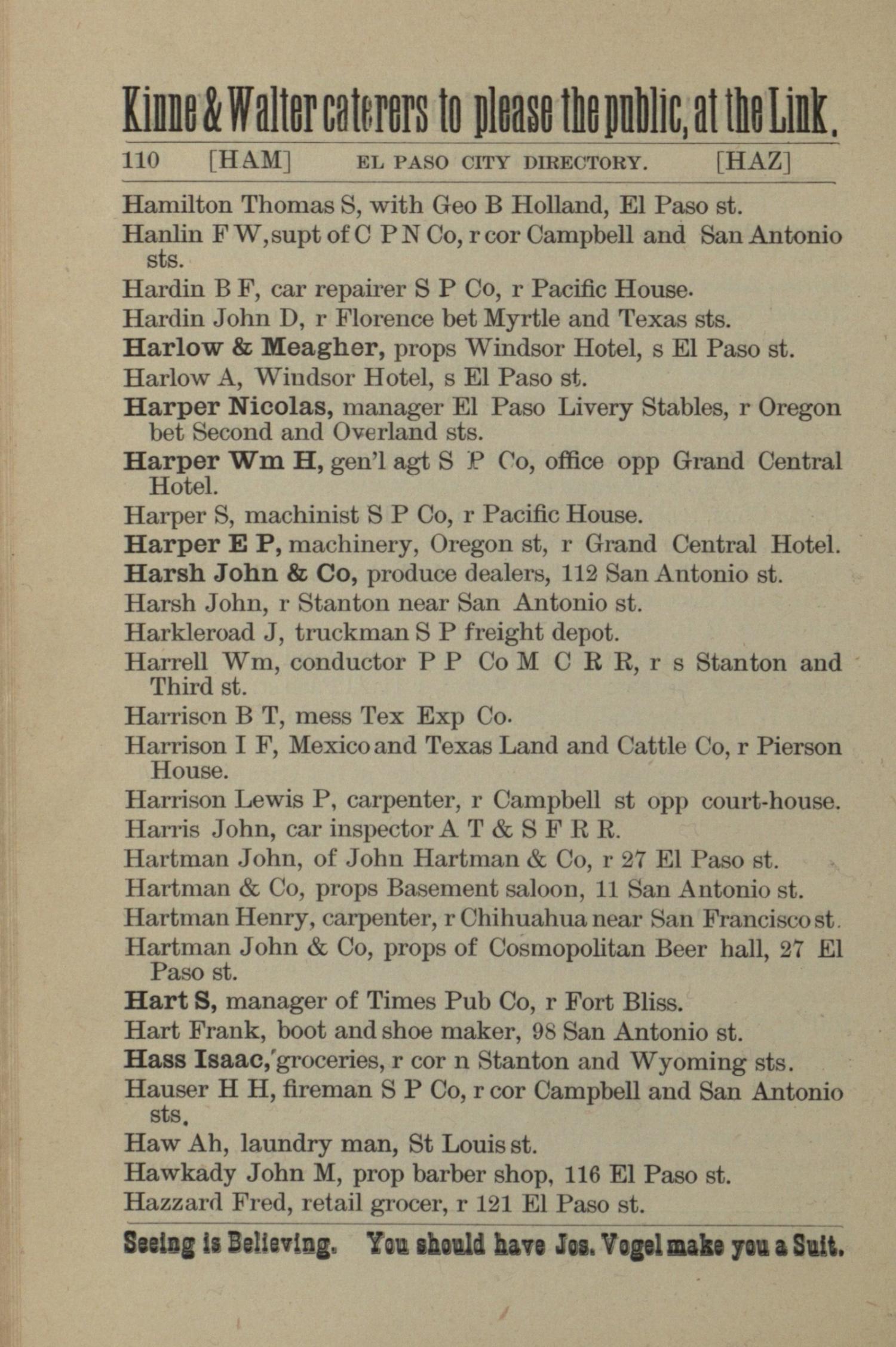 General Directory of the City of El Paso for 1886-87.
                                                
                                                    110
                                                