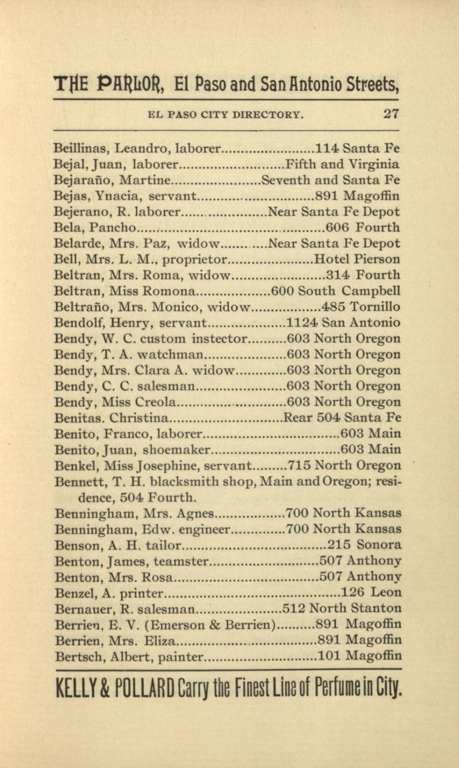 El Paso City Directory for the Years 1895 - 1896
                                                
                                                    27
                                                