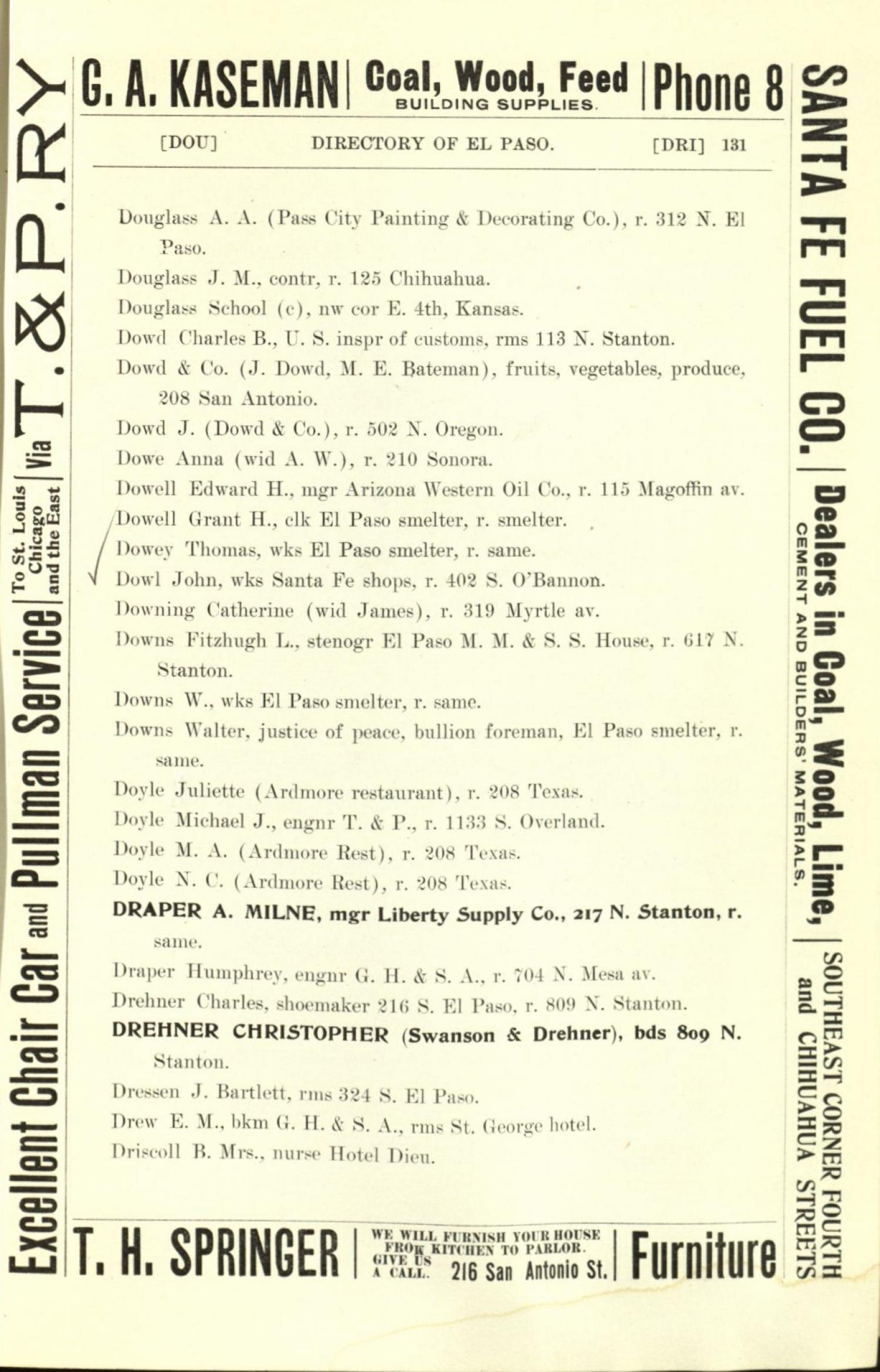 Worley's Directory of the City of El Paso, Texas 1901
                                                
                                                    131
                                                