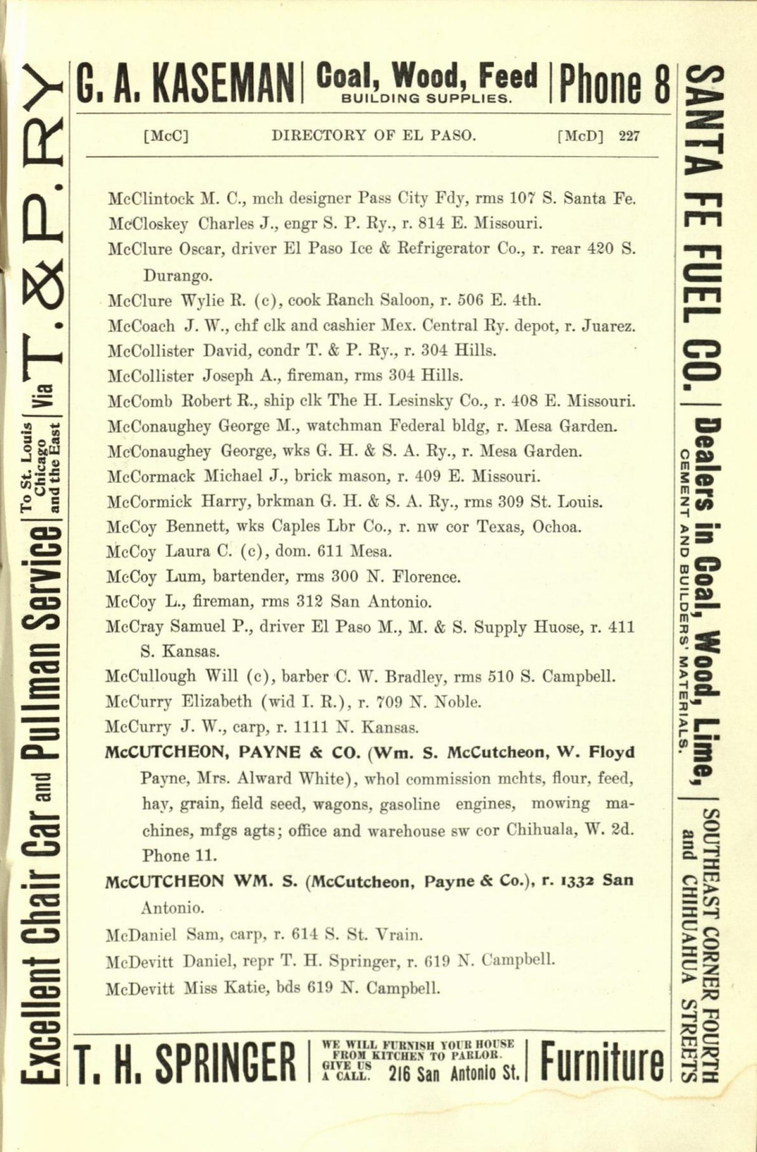 Worley's Directory of the City of El Paso, Texas 1901
                                                
                                                    227
                                                