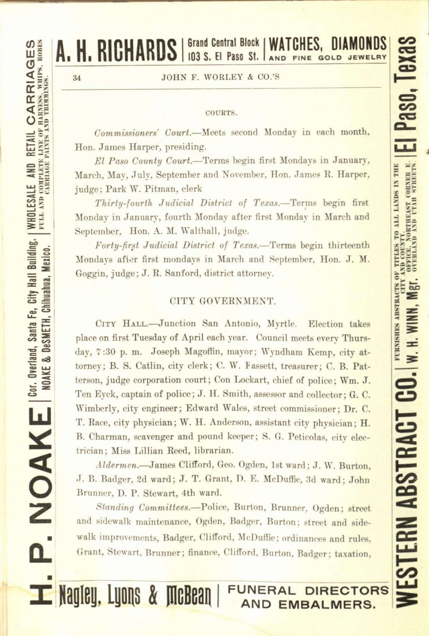 Worley's Directory of the City of El Paso, Texas 1901
                                                
                                                    34
                                                