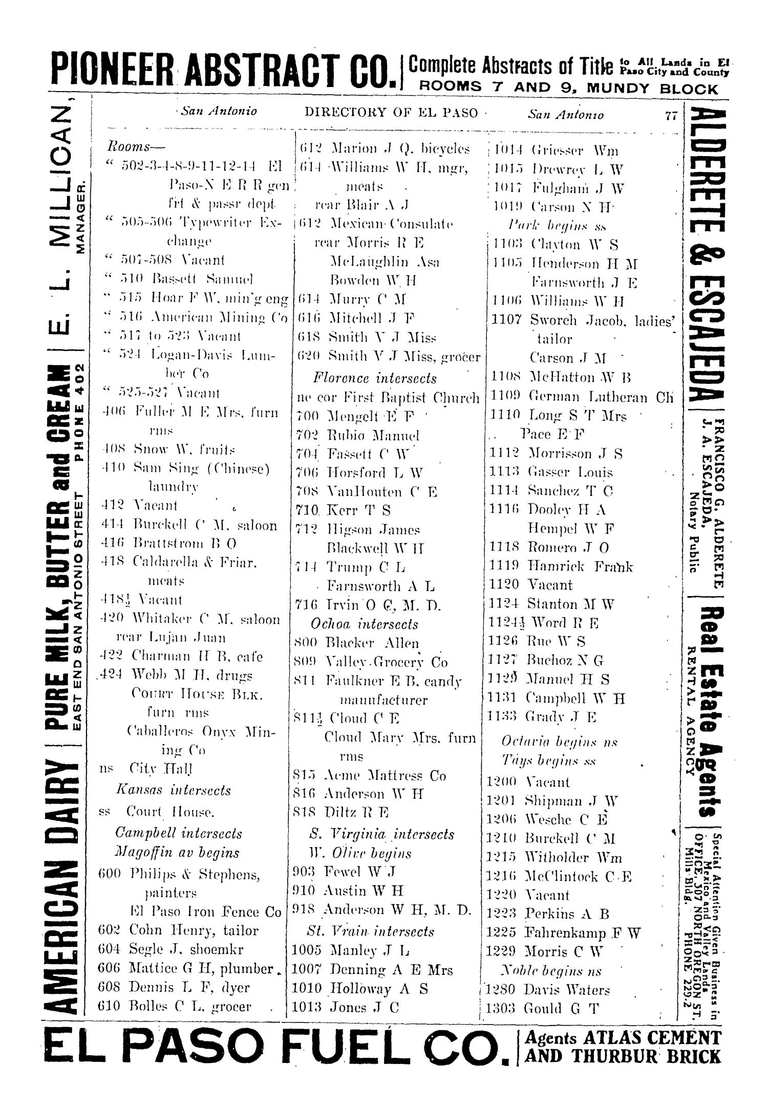 John F. Worley & Co.'s El Paso Directory for 1905
                                                
                                                    77
                                                