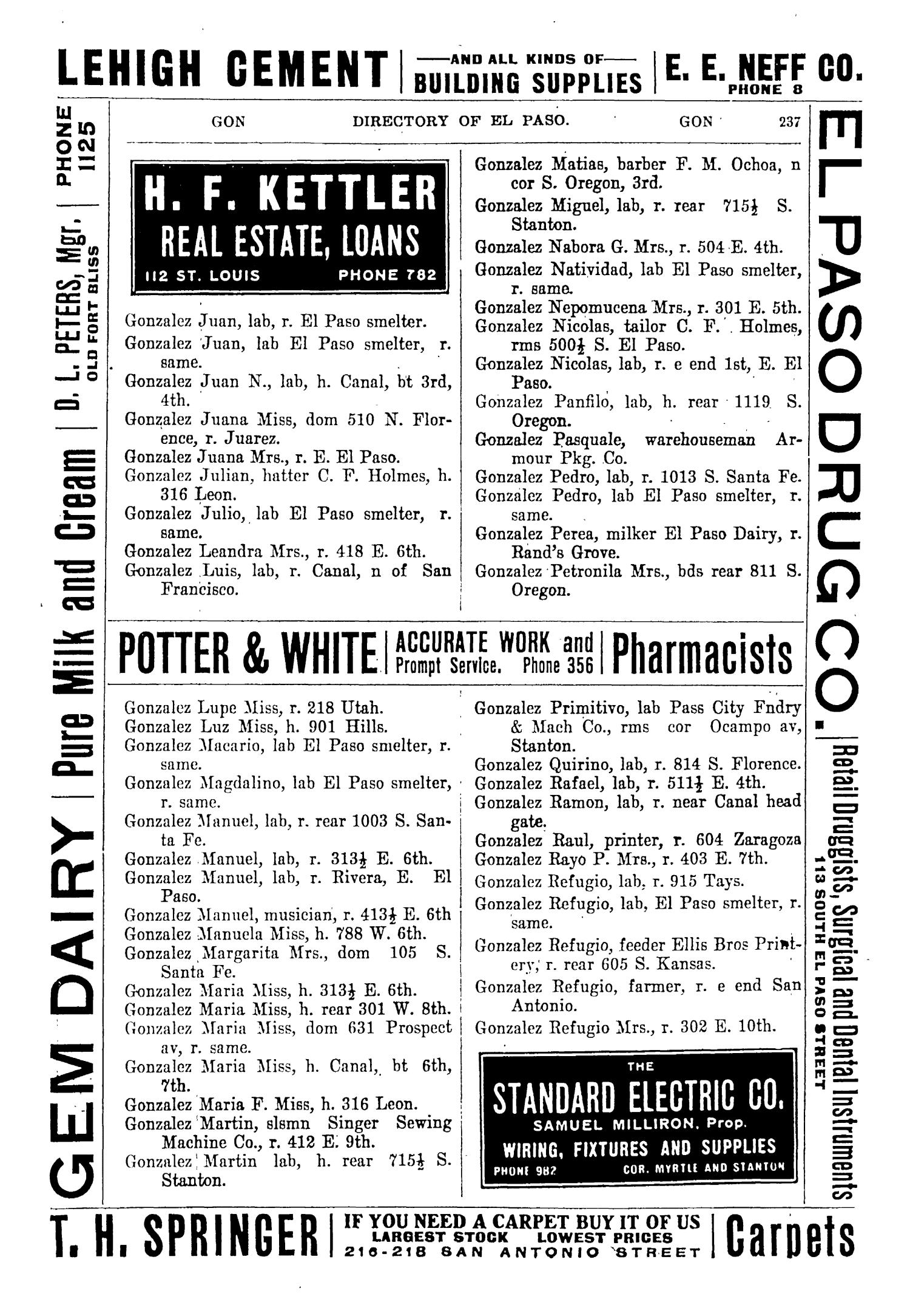 John F. Worley & Co.'s El Paso Directory for 1906
                                                
                                                    237
                                                