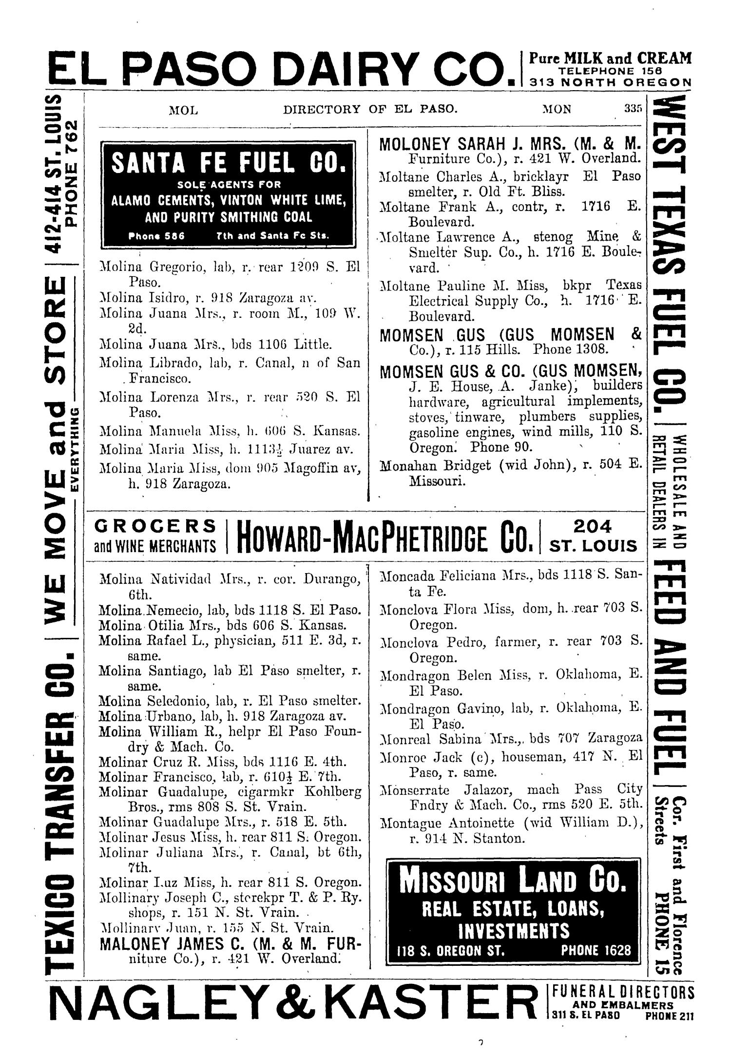 John F. Worley & Co.'s El Paso Directory for 1906
                                                
                                                    335
                                                
