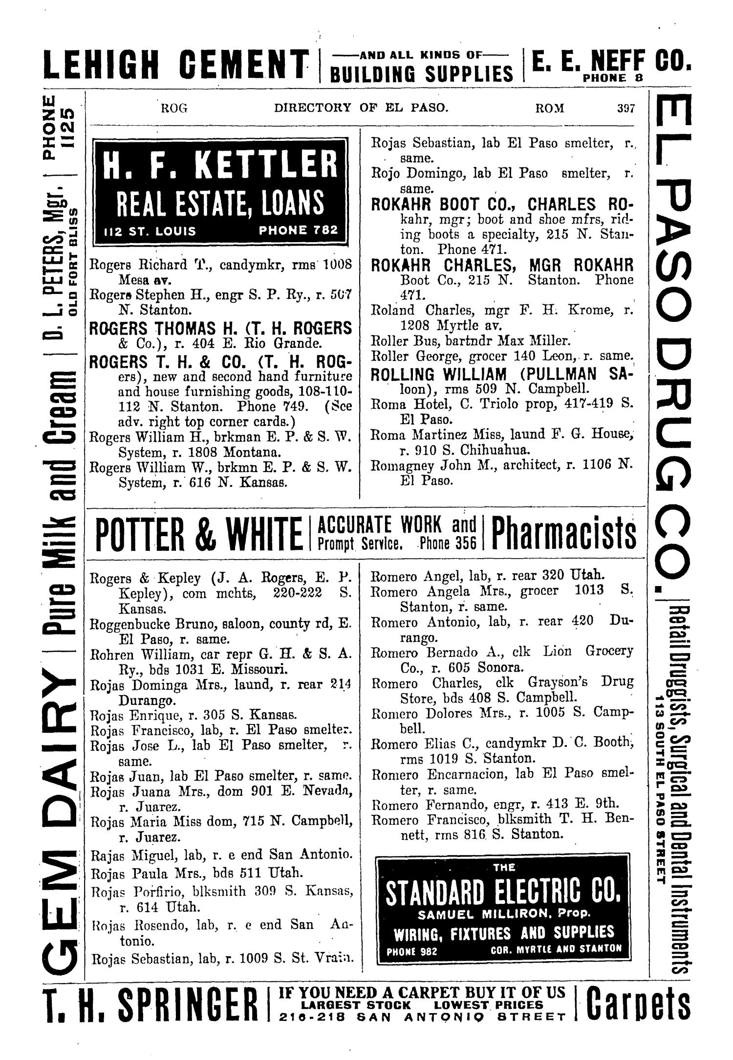 John F. Worley & Co.'s El Paso Directory for 1906
                                                
                                                    397
                                                