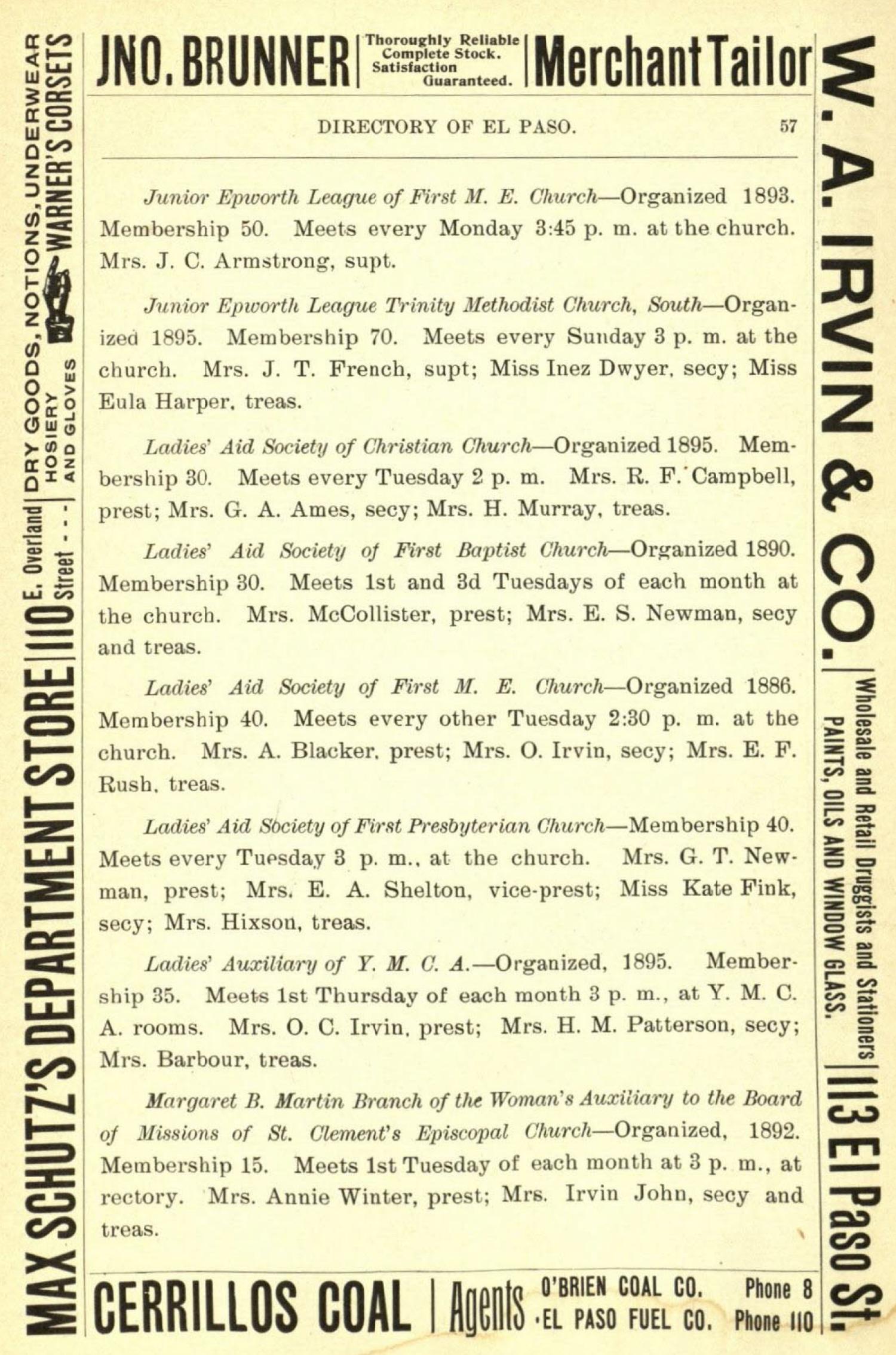 Worley's Directory of City of El Paso, Texas 1898-1899
                                                
                                                    57
                                                