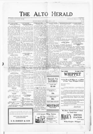 Primary view of object titled 'The Alto Herald (Alto, Tex.), Vol. 28, No. 38, Ed. 1 Thursday, April 11, 1929'.