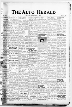 Primary view of object titled 'The Alto Herald (Alto, Tex.), No. 44, Ed. 1 Thursday, April 1, 1965'.