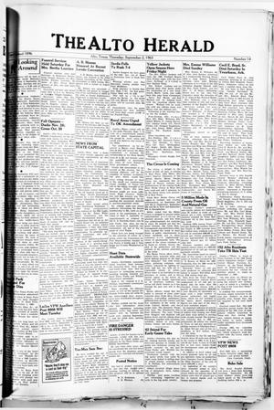 Primary view of object titled 'The Alto Herald (Alto, Tex.), No. 14, Ed. 1 Thursday, September 2, 1965'.