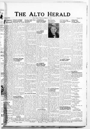 Primary view of object titled 'The Alto Herald (Alto, Tex.), No. 40, Ed. 1 Thursday, March 3, 1966'.