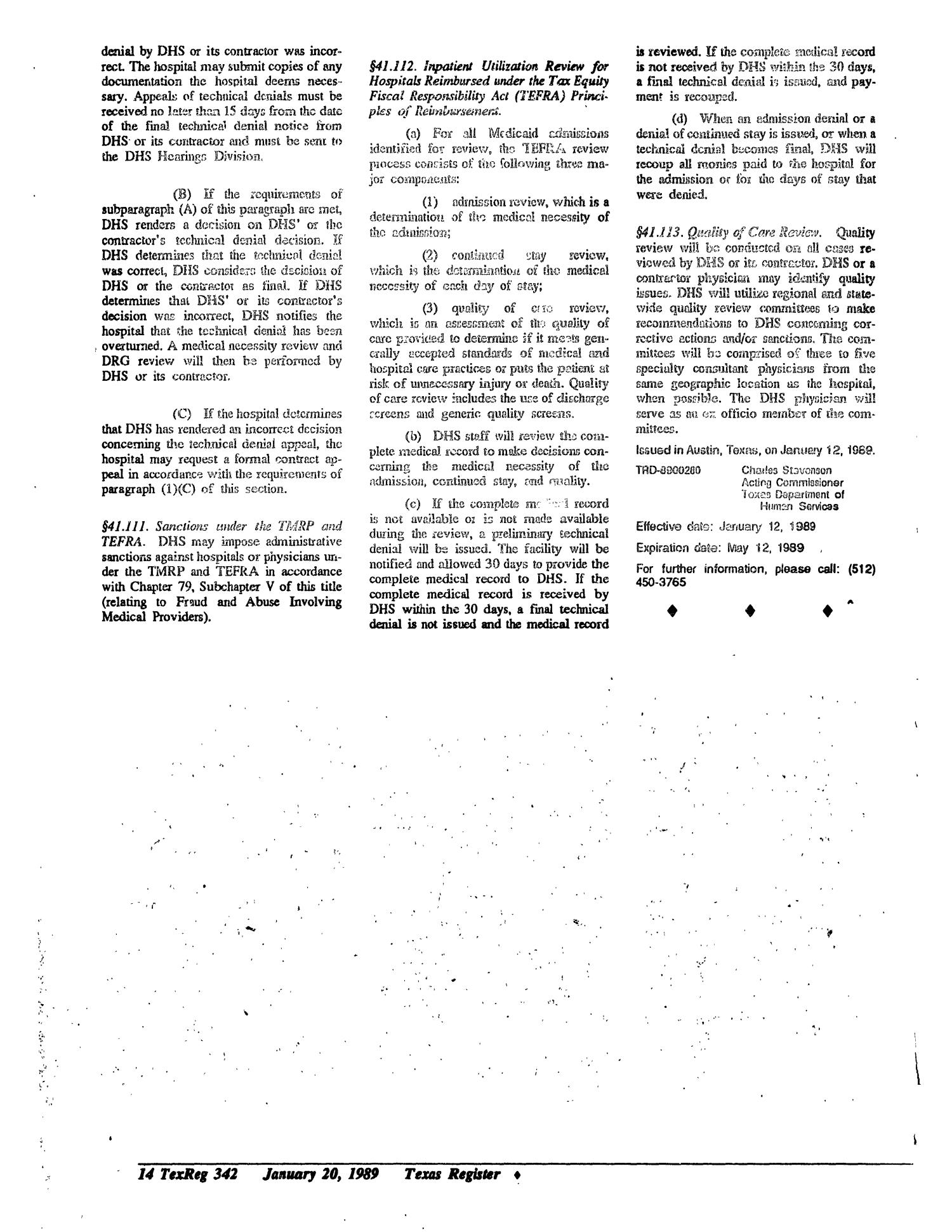 Texas Register, Volume 14, Number [6], Pages 329-475, January 20, 1989
                                                
                                                    342
                                                