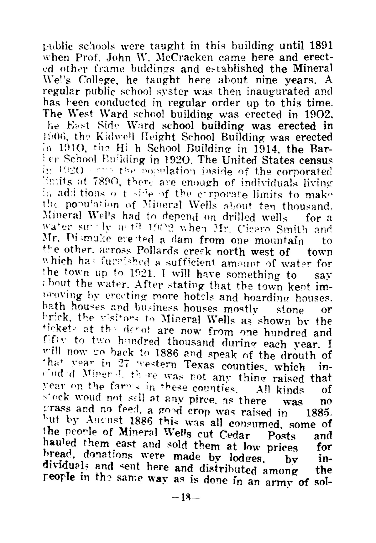A Brief History or a Statement of Facts of Mineral Wells, Texas
                                                
                                                    [Sequence #]: 16 of 22
                                                