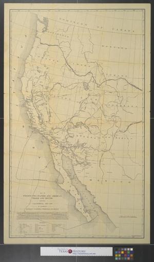 Primary view of object titled 'Map of twenty-two Spanish and American trails and routes affecting California, 1694-1894: To accompany Richman's "California under Spain and Mexico."'.