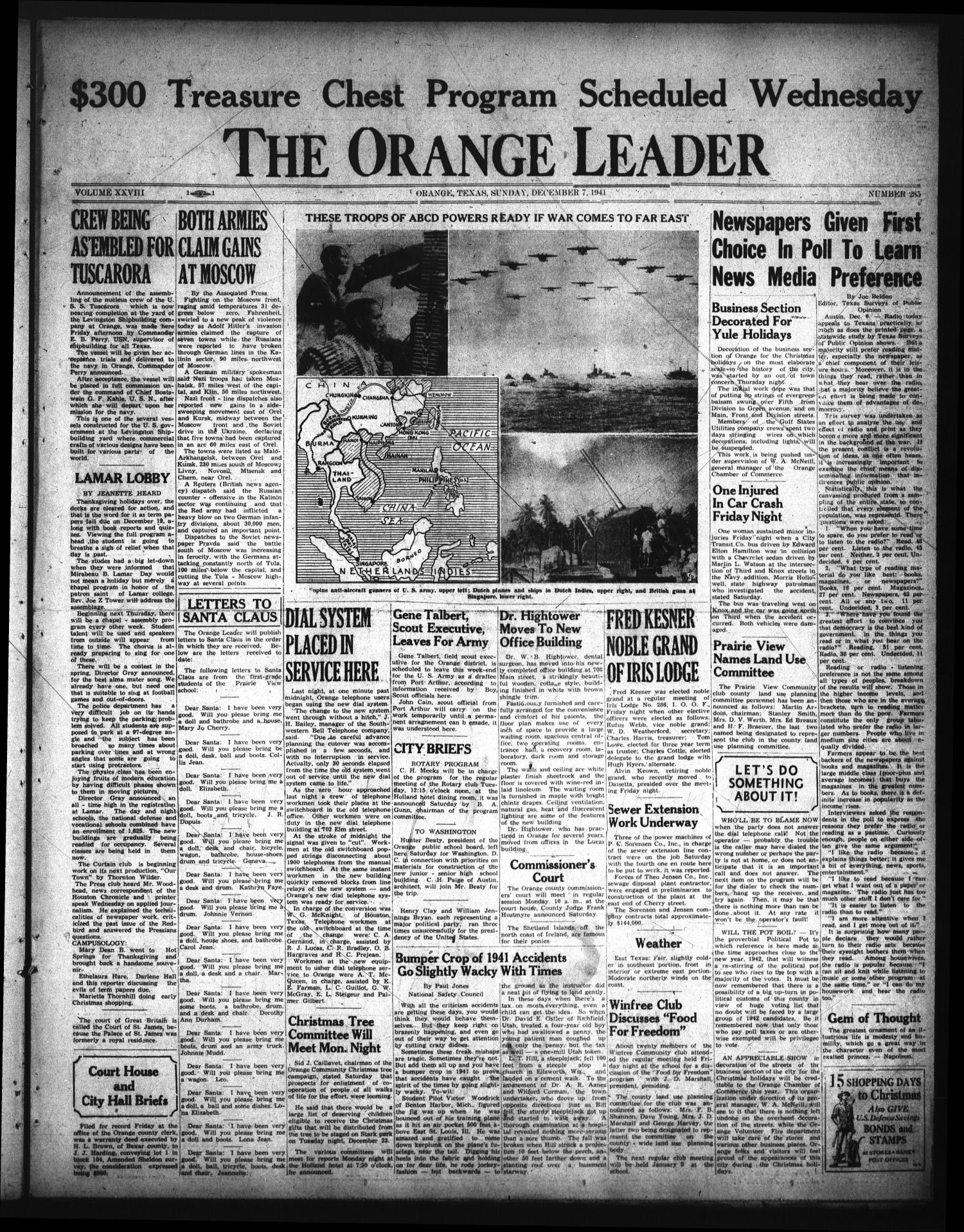 The Orange Leader (Orange, Tex.), Vol. 28, No. 285, Ed. 1 Sunday, December 7, 1941
                                                
                                                    [Sequence #]: 1 of 6
                                                