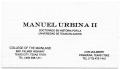 Thumbnail image of item number 1 in: '[Business card of Manuel Urbina]'.