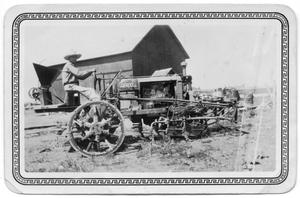 Primary view of object titled '[Harold Hansen Riding a Mechanical Thresher]'.
