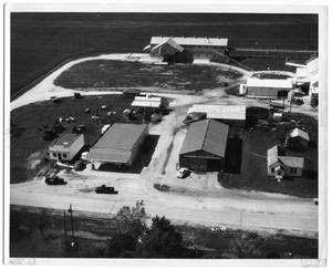 Primary view of object titled '[Closer Aerial View of Danevang Farmers Co-op]'.