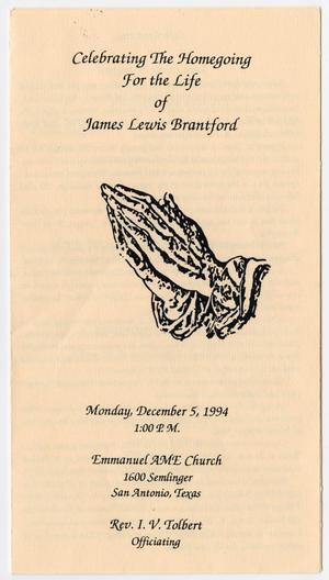 Primary view of object titled '[Funeral Program for James Lewis Brantford, December 5, 1994]'.
