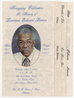 Primary view of object titled '[Funeral Program for Lawrence Edward Brown, April 27, 2005]'.