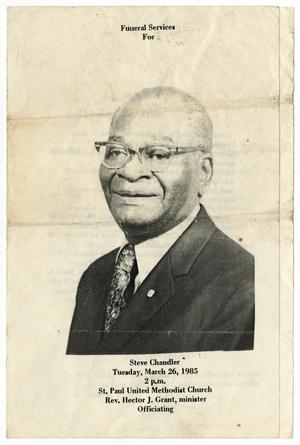 Primary view of object titled '[Funeral Program for Steve Chandler, March 26, 1985]'.