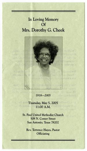 Primary view of object titled '[Funeral Program for Dorothy Cheek, May 5, 2005]'.