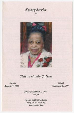 Primary view of object titled '[Funeral Program for Helena Gandy Cuffins, December 5, 1997]'.
