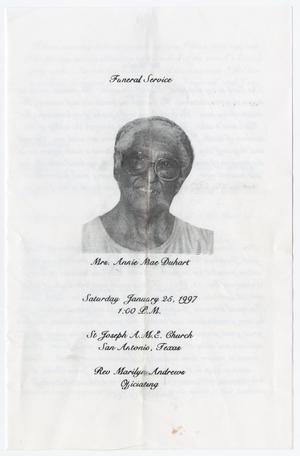Primary view of object titled '[Funeral Program for Annie Mae Duhart, January 25, 1997]'.
