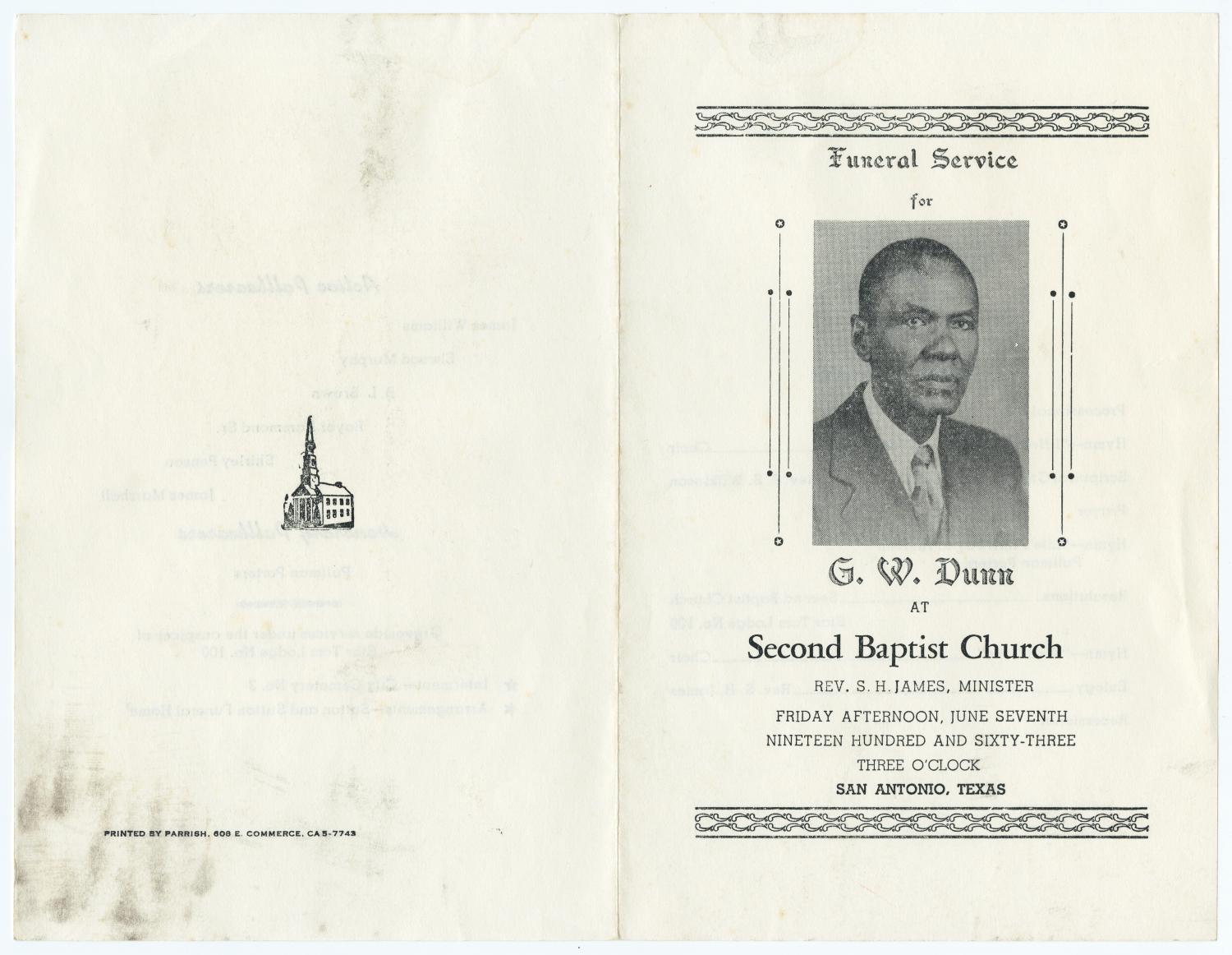 [Funeral Program for G. W. Dunn, June 7, 1963]
                                                
                                                    [Sequence #]: 3 of 3
                                                