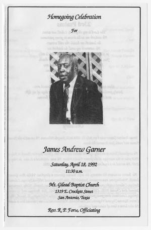 Primary view of object titled '[Funeral Program for James Andrew Garner, April 18, 1992]'.